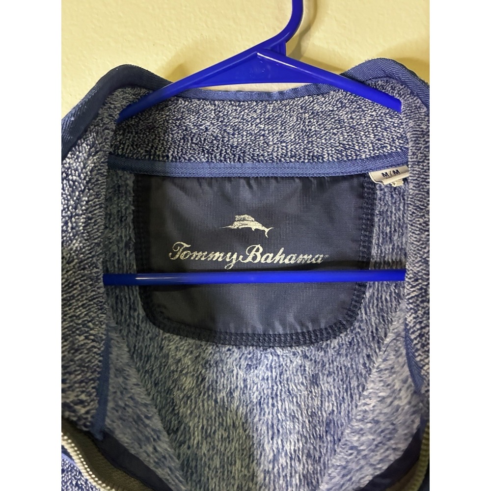 Tommy Bahama Cascade Cozy 1/4 Zip Sweatshirt Mens Medium M Blue Polyester